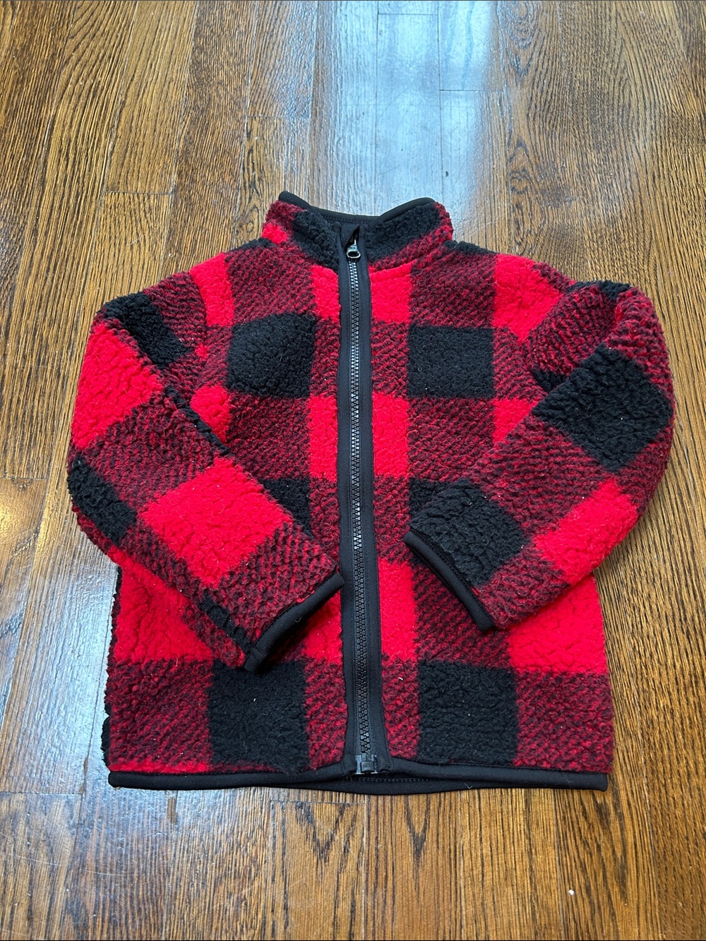 Joe Fresh Red and Black Buffalo Plaid Fleece Hoodie